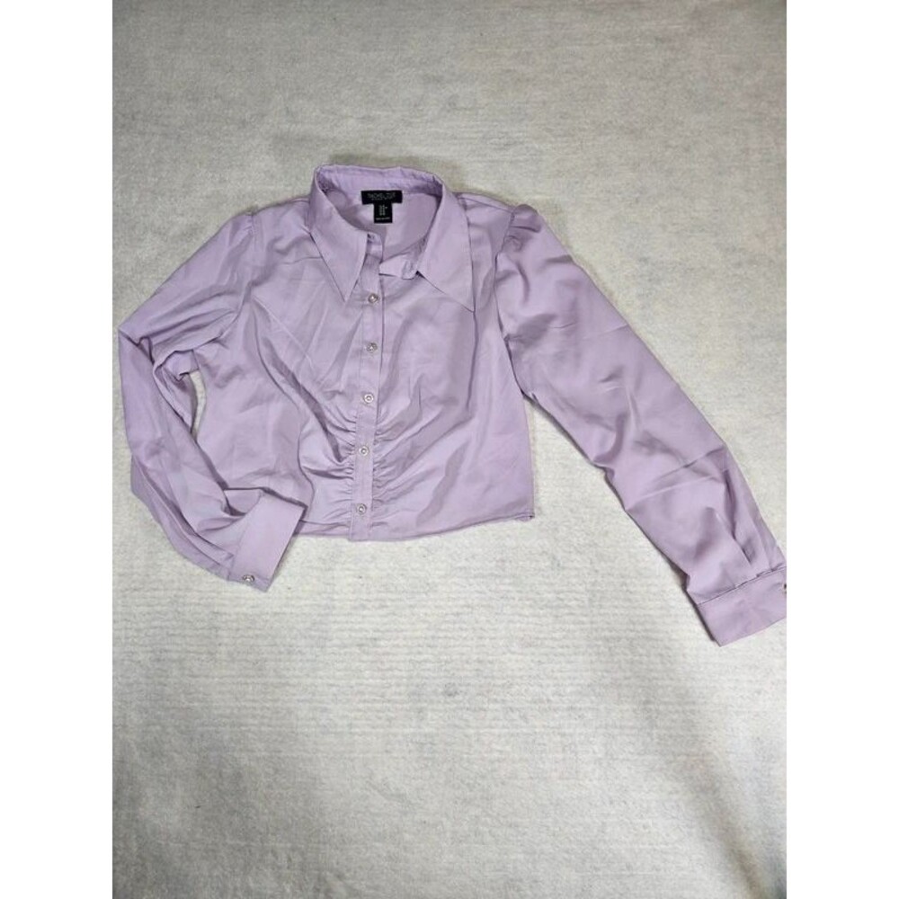 Women's Size Medium Rachel Zoe Lavender Long Sleeve Cropped Blouse